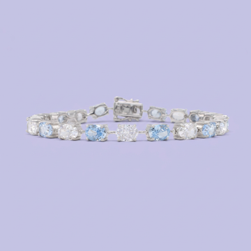 Pulsera de Plata .925 Tejido Especial con Zirconias Oval de Corte Brillante mod. 3086