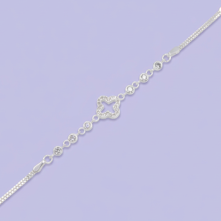 Pulsera de Plata .925 Especial Flor de Cruz con Incrustación de Zirconias mod. 3050