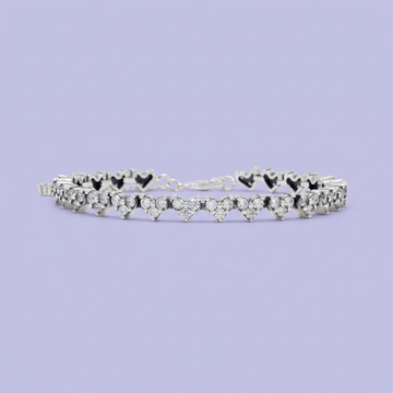 Pulsera de Plata .925 Tejido Corazón de 3 Zirconias mod. 3077