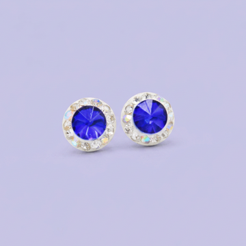 Arete de Plata .925. Circular Azul Marino  con Zirconias Tornazol mod. 3209