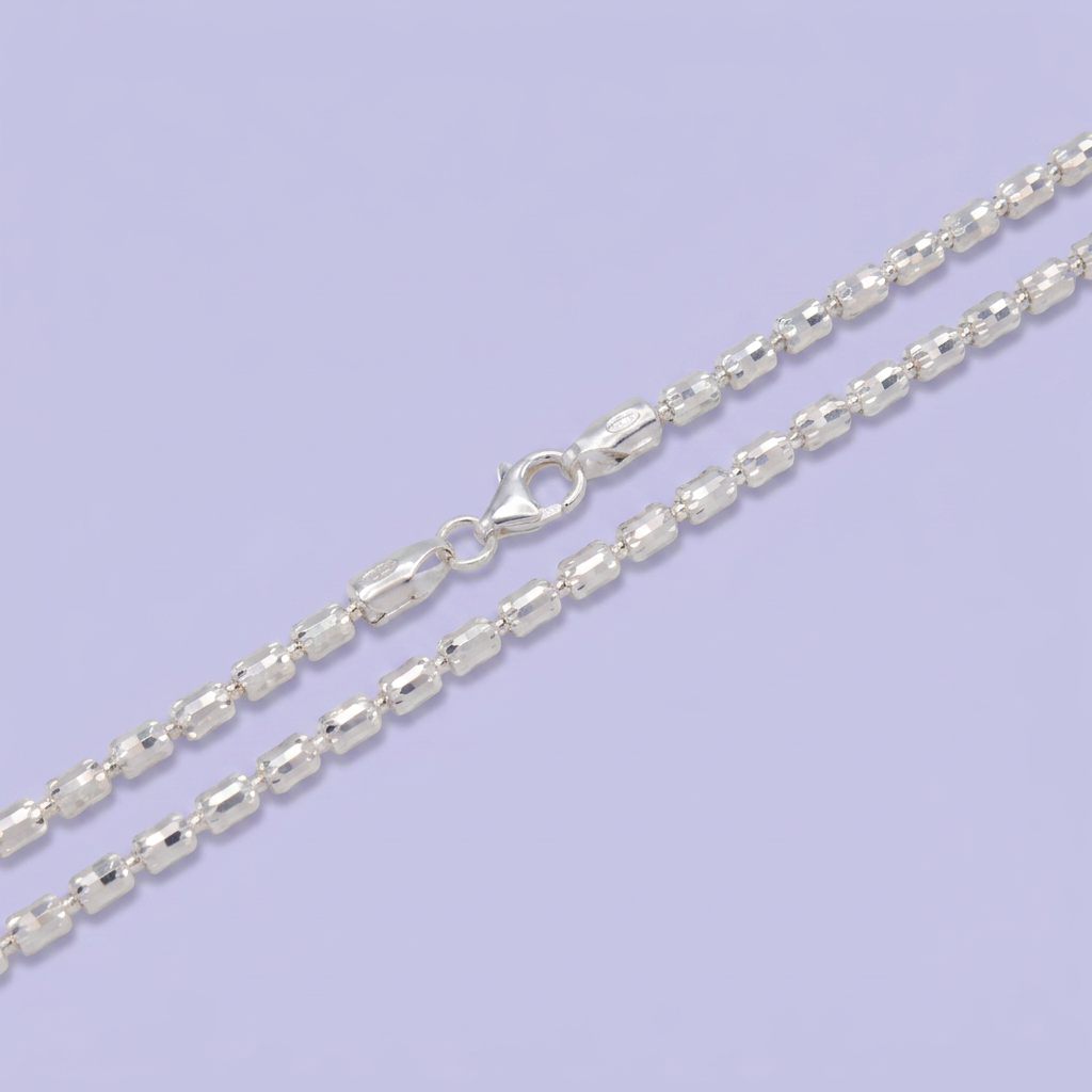Cadena de Plata .925 Tejido Balero Diamantado Semihueca mod. 3020