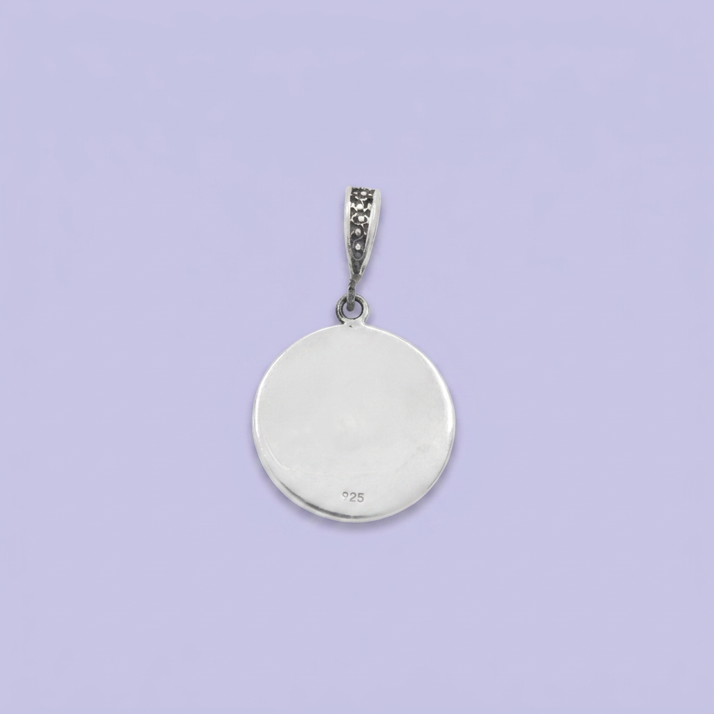 Dije de Plata .925 Diseño Mediano Redondo con Clandario Azteca mod. 2995
