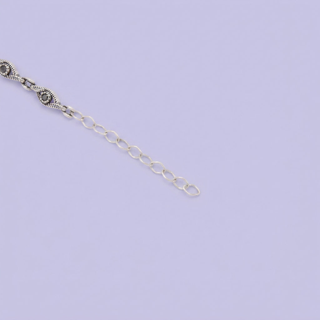 Pulsera de Plata .925 Diseño con Flor de Zirconia Magenta Detallada con Marquesitas mod. 3087