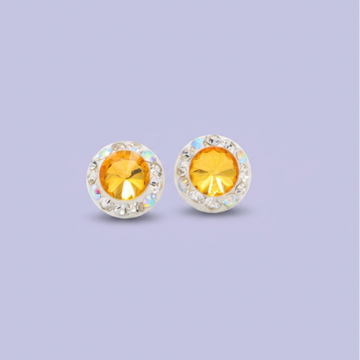 Arete de Plata .925. Circular Amarillo con Zirconias Tornazol mod. 3204