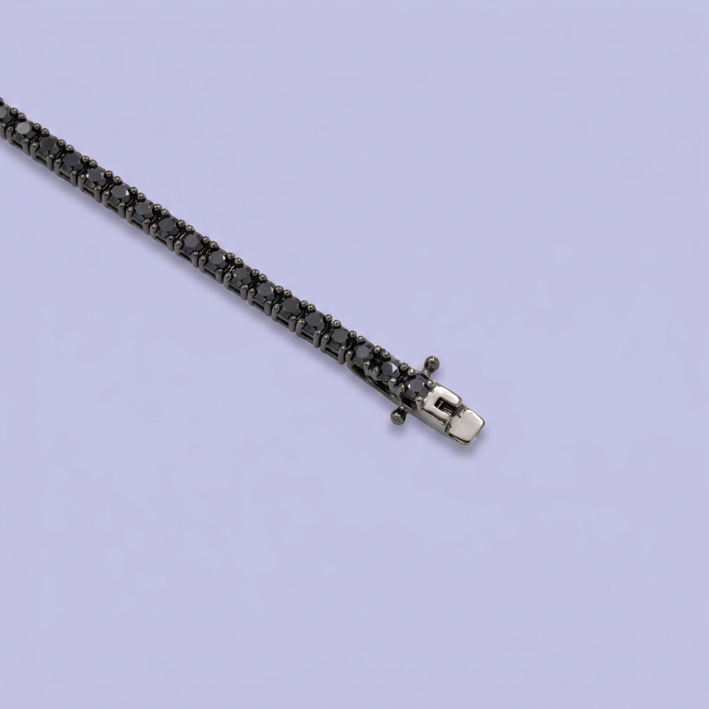 Pulsera de Plata .925 Oscura Tejido Tenis con Zirconia Negra mod. 3076