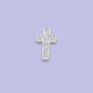 Dije de Plata .925 Cruz Incrustada con Zirconias sin Pasador mod. 2870