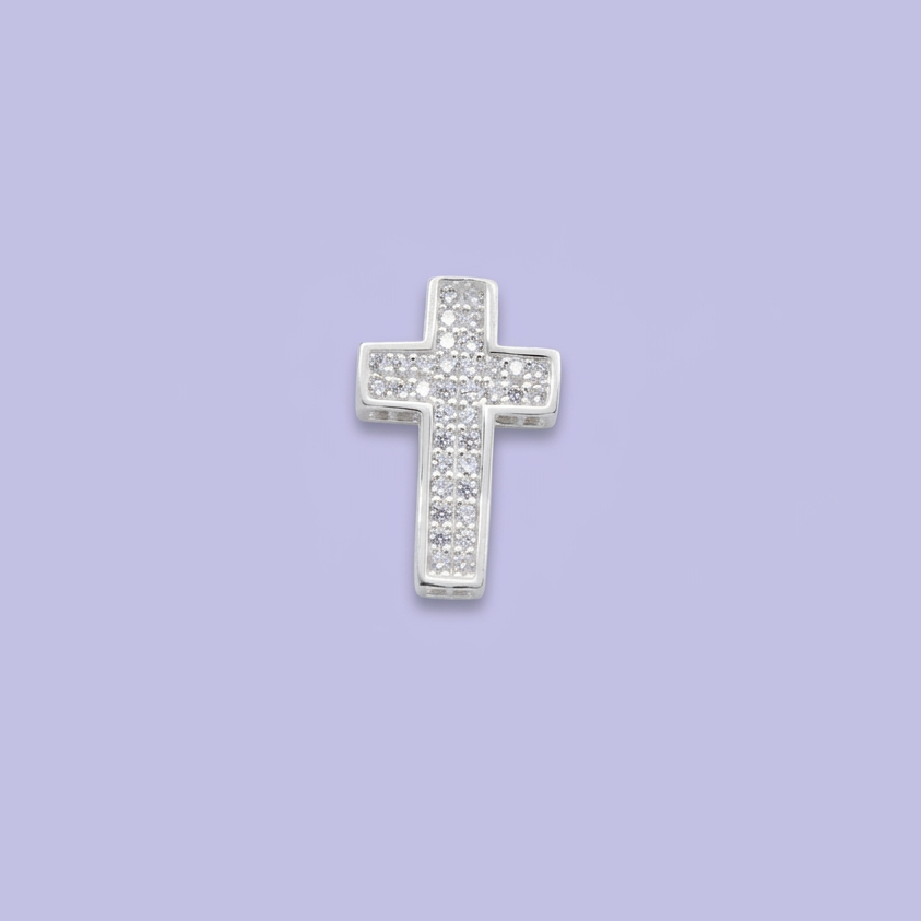 Dije de Plata .925 Cruz Incrustada con Zirconias sin Pasador mod. 2870