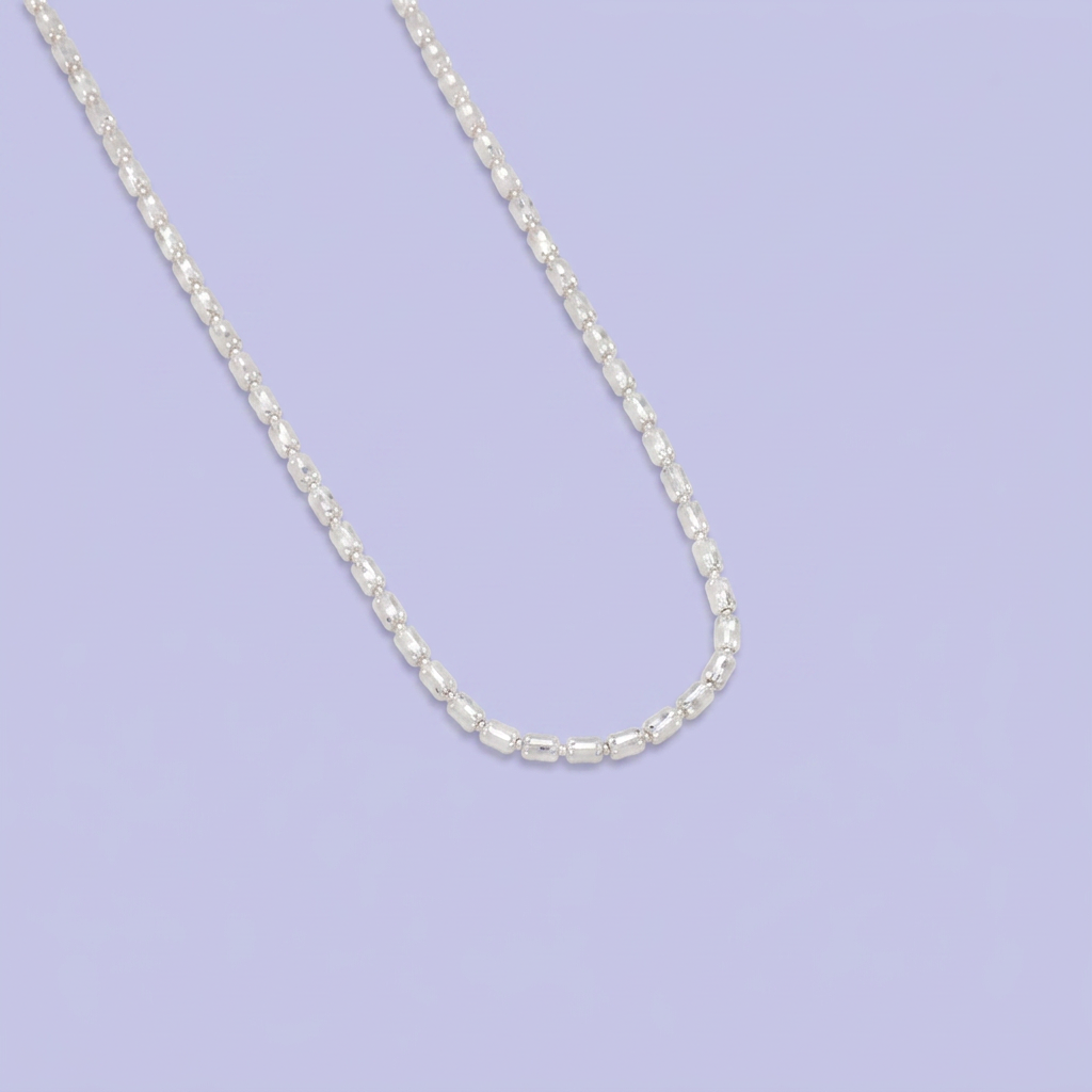 Cadena de Plata .925 Tejido Balero Diamantado Semihueca mod. 3020