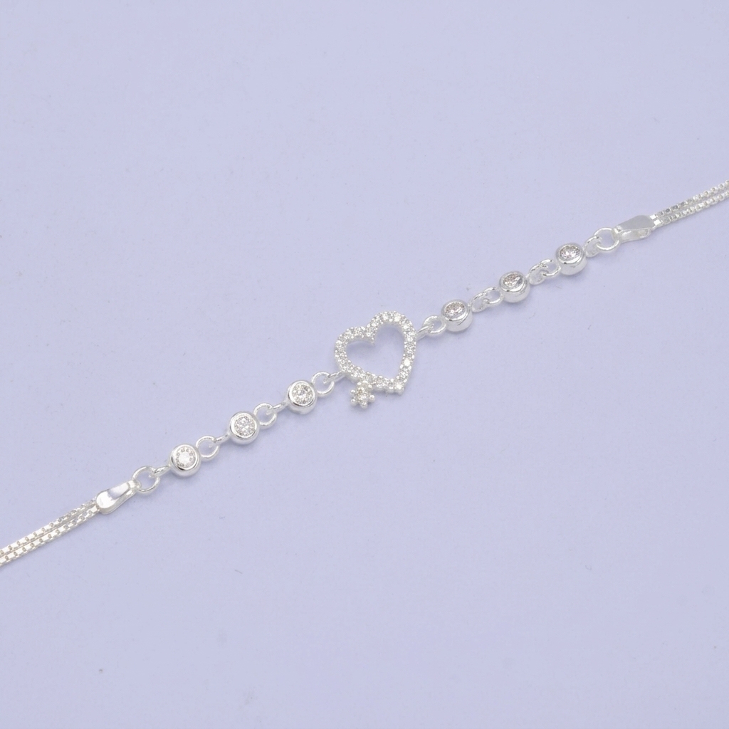 Pulsera de Plata .925 de Corazón con Incrustación de Zirconias Especiales mod. 3052