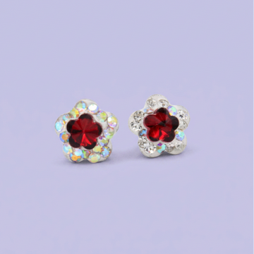 Arete de Plata .925. Flor Vino e Incrustación de Zirconia mod. 3198