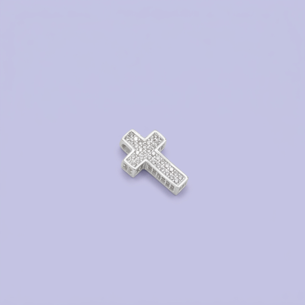 Dije de Plata .925 Cruz Incrustada con Zirconias sin Pasador mod. 2870