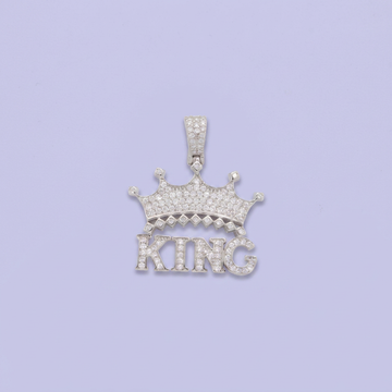Dije de Plata .925 Diseño KING con Corona Detallado con Zirconias mod. 2883