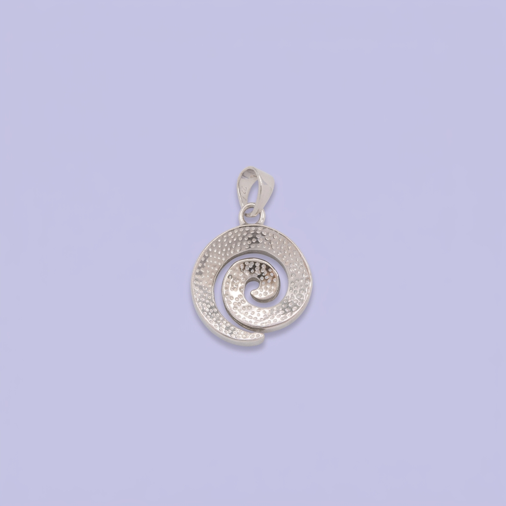 Dije de Plata .925 Espiral Incrustada con Ópalo Azul mod. 2892