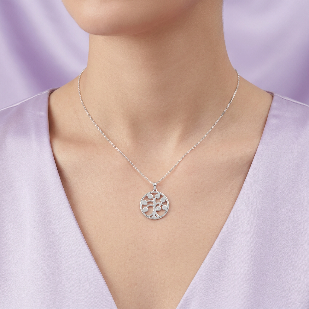 Dije de Plata .925 Árbol de la Vida con Ópalos Blancos mod. 2889