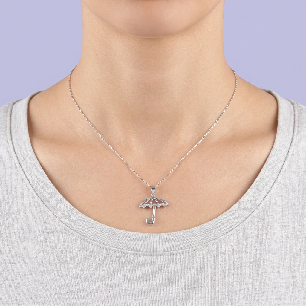 Dije de Plata .925 Paraguas Brillante con Zirconias mod. 2509