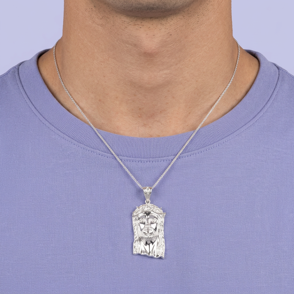 Dije de Plata .925 Cristo con Incrustación de Zirconias mod. 2694