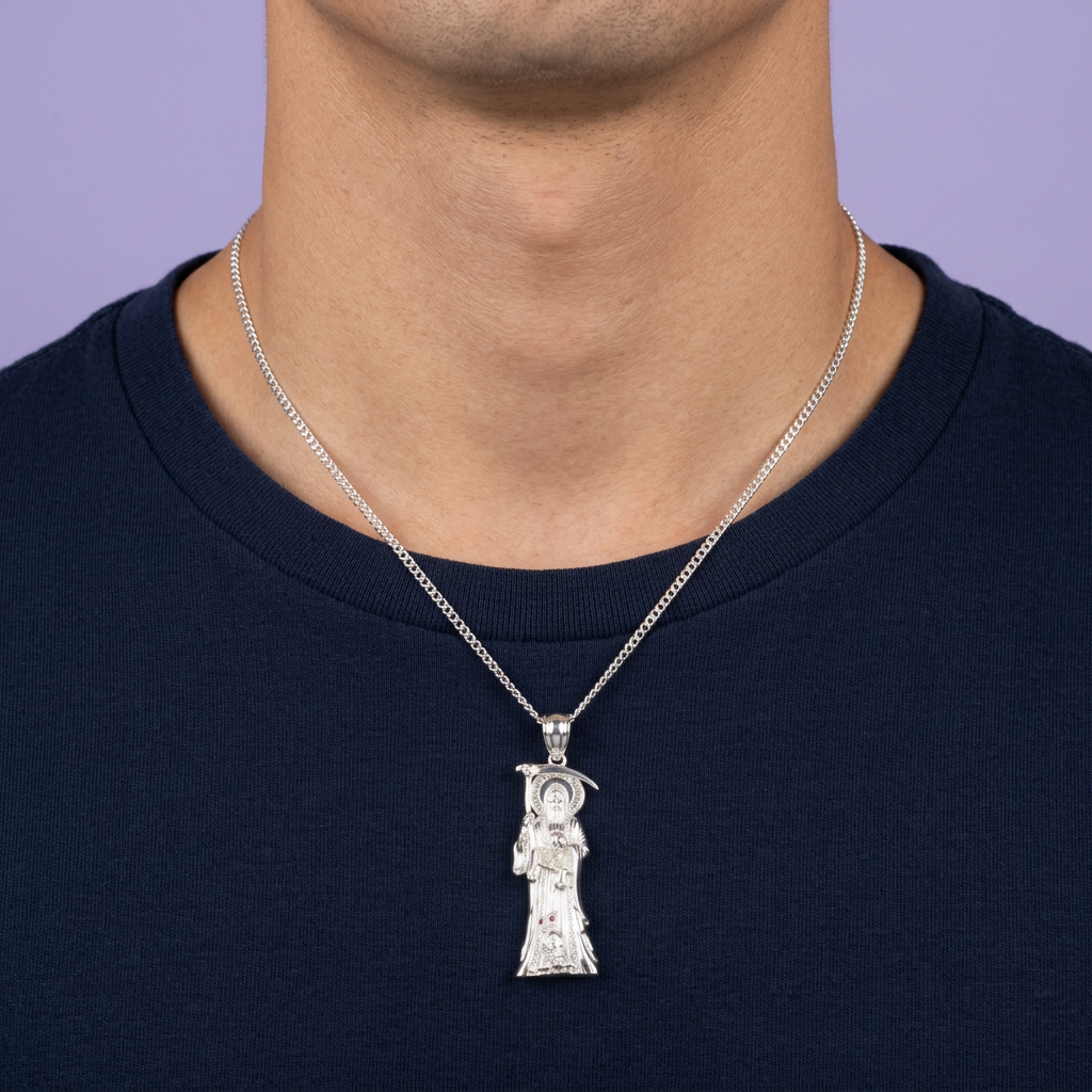 Dije de Plata .925 Santa Muerte Brillante 3D mod. 2596