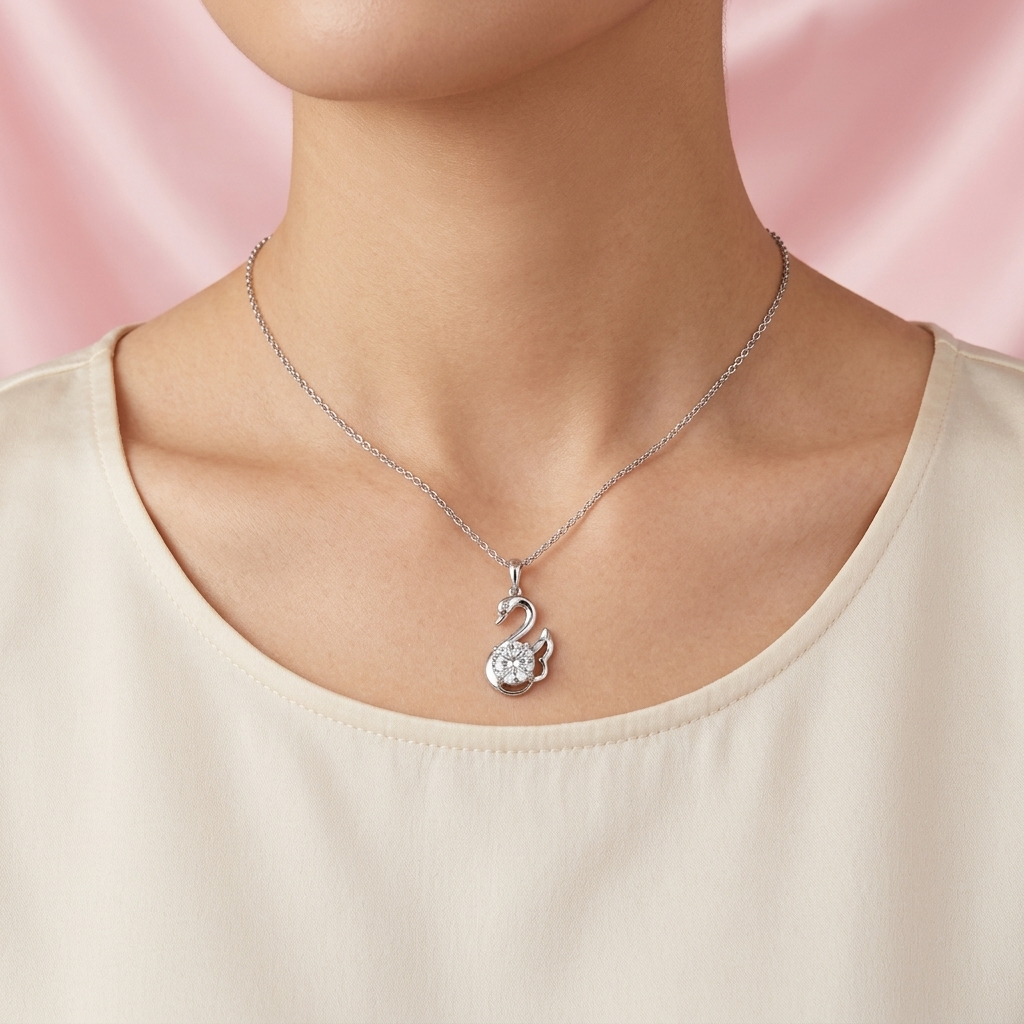 Dije de Plata .925 Cisne con Gran Zirconia Brillante mod. 2308