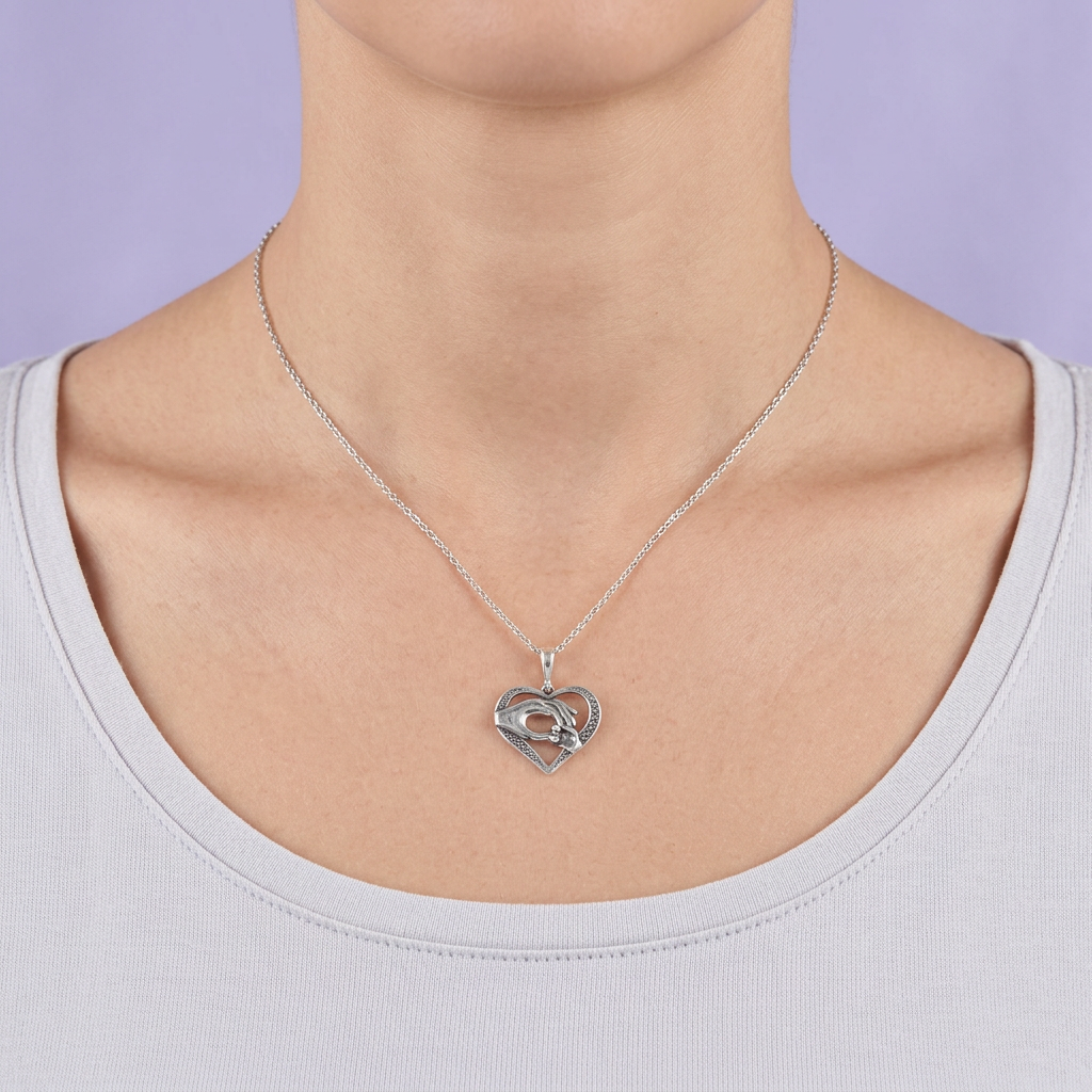 Dije de Plata .925 Corazón Madre e Hijo mod. 2513