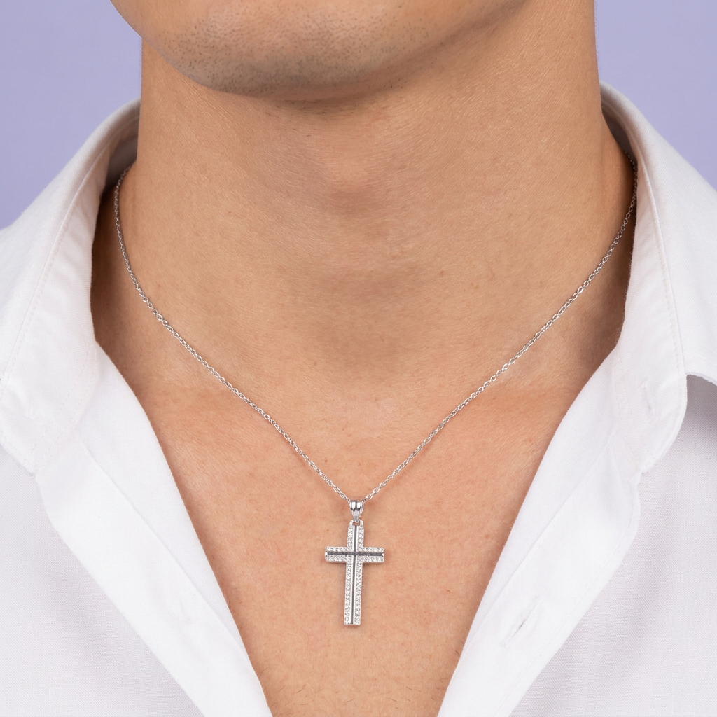 Dije de Plata .925 Cruz con Zirconias Finas mod. 2686