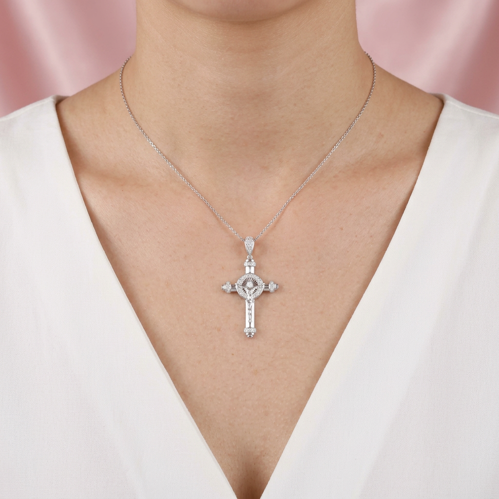 Dije de Plata .925 Crucifijo con Aureola mod. 2724