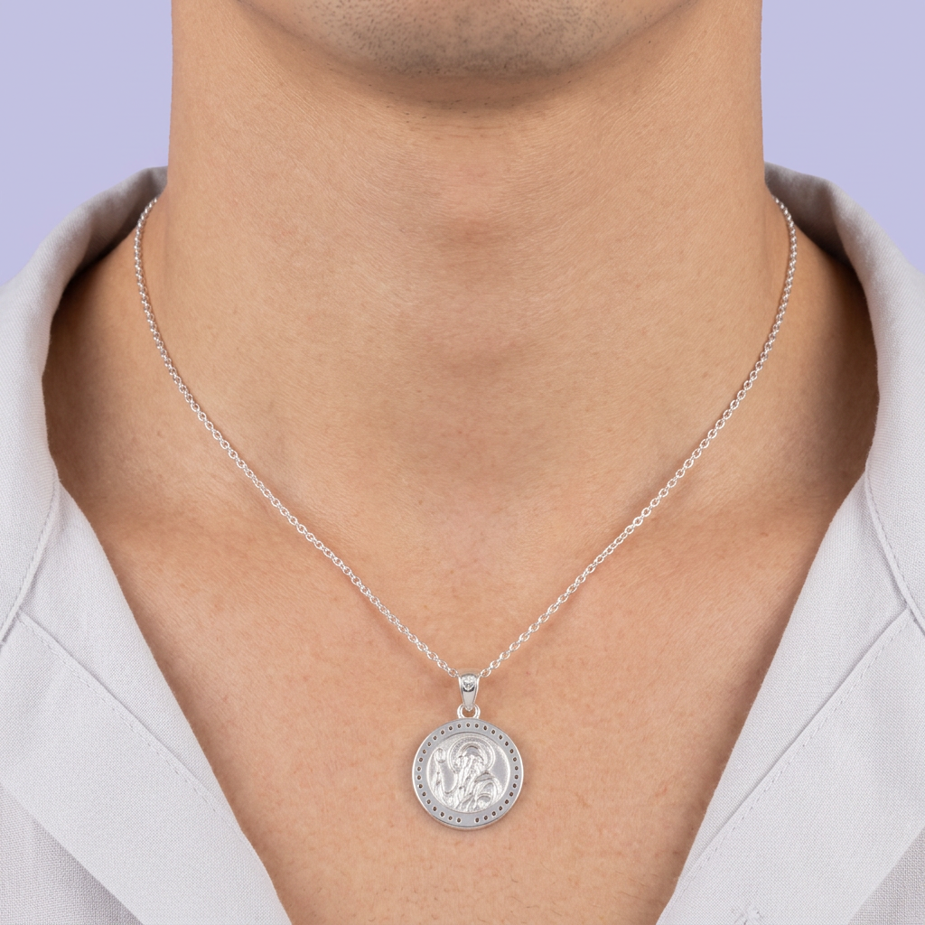 Medalla de Plata .925 San Benito con Zirconias mod. 2601