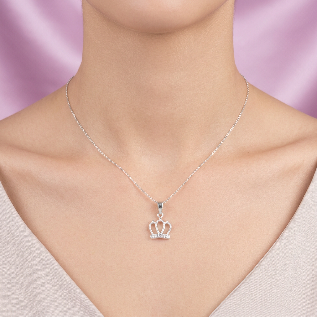 Dije de Plata .925 Corona Reina con Zirconias mod. 2500