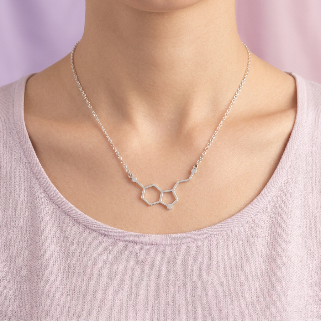Gargantilla de Plata .925 Molécula de Serotonina Hormona de la Felicidad mod. 2436