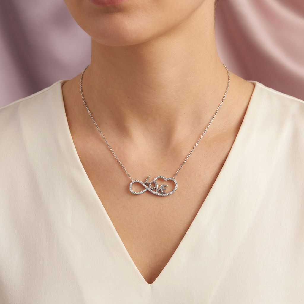 Gargantilla de Plata .925 Diseño LOVE con Zirconias y Corazón mod. 2431