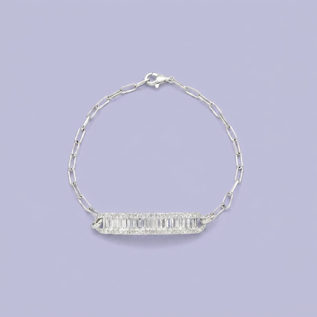 Pulsera de Plata .925 Tejido de Clip Elegante con Zirconia  mod. 2739