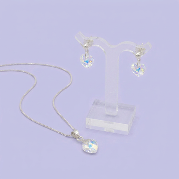 Coordinado de Plata .925 Corazones Brillantes de Swarovski Tono Torazol Blanco mod. 2992