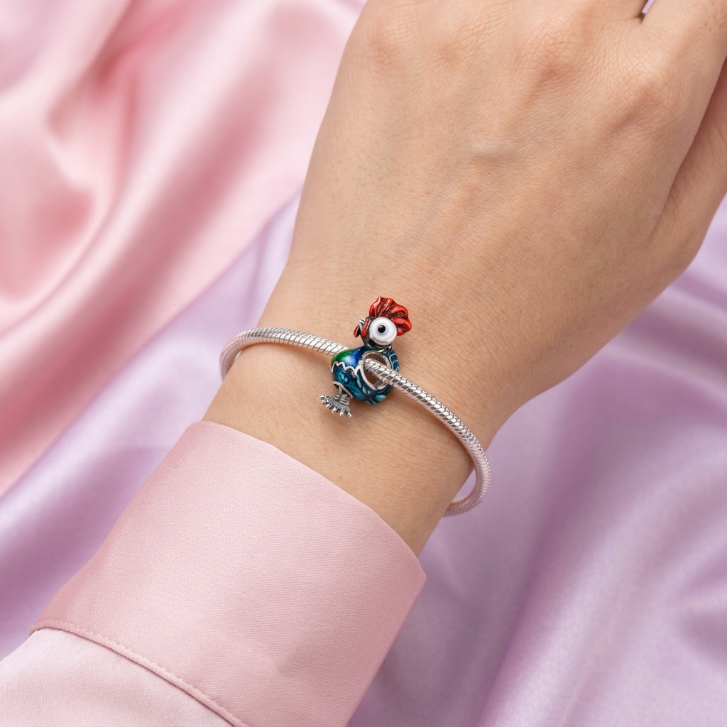 Dije de Plata .925 Estilo Charm con Diseño de Gallo mod. 2916