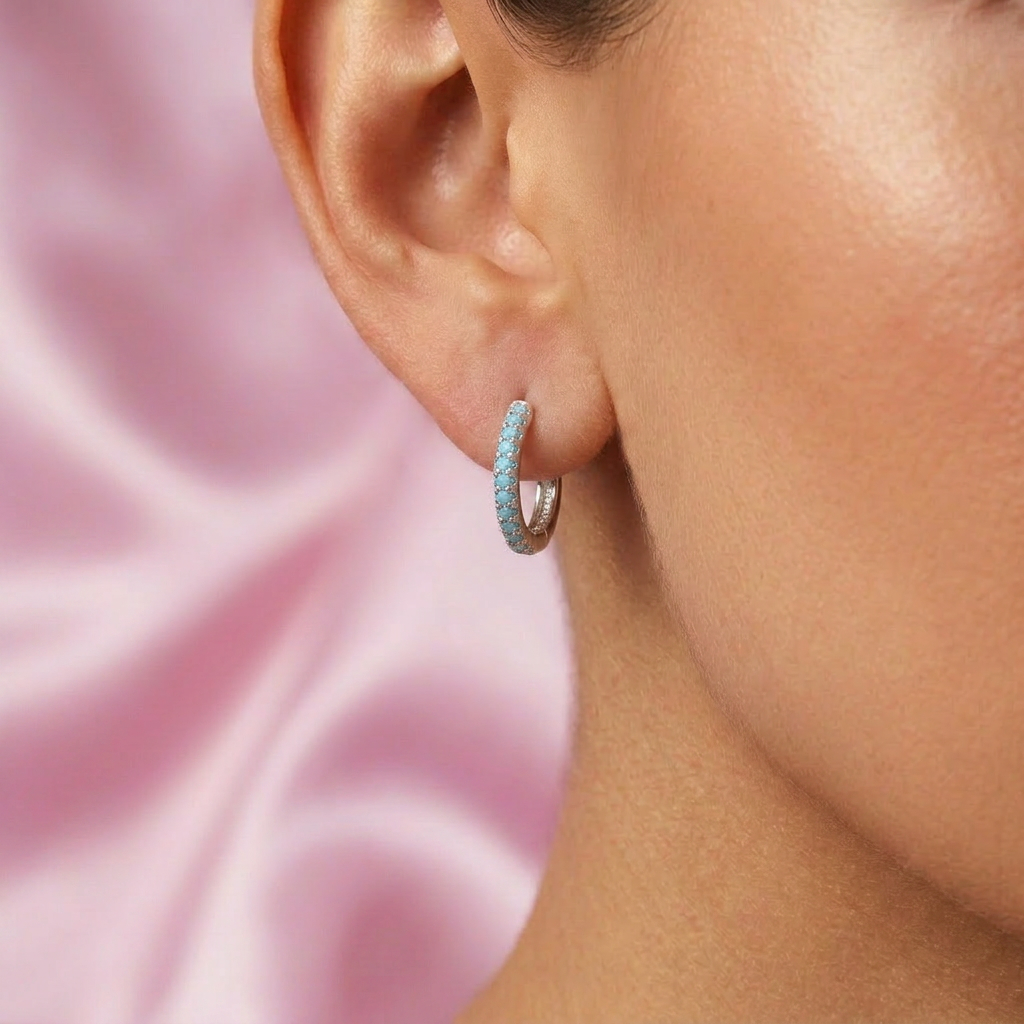 Grapa de Plata .925  con Zirconias Azul Pastel mod. 2628