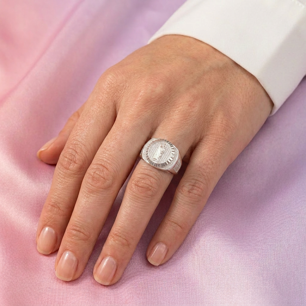Anillo de Plata .9025 San Judas Tadeo con Zirconia mod. 2658