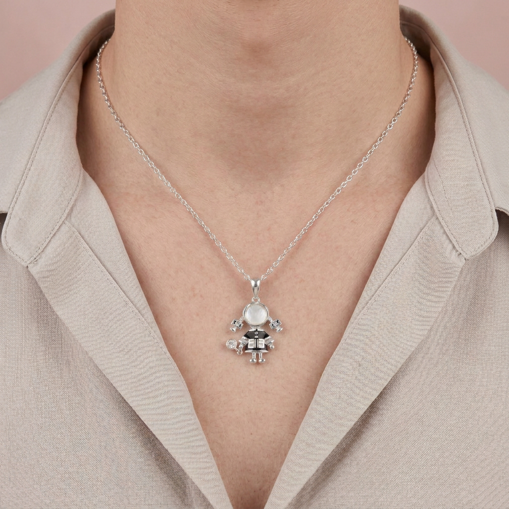 Dije de Plata .925 Niña Especial con Madre Perla mod. 2759