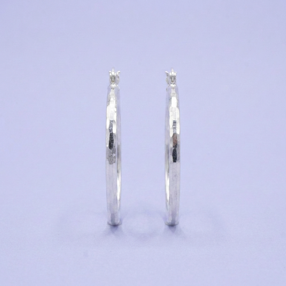 Arracada de Plata .925 Diseño Facetado Ancho Pequeño mod. 2781