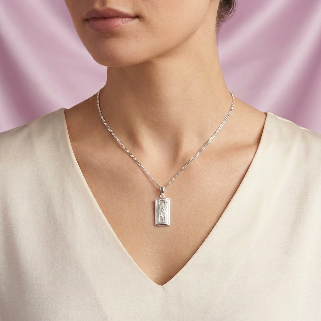 Dije Bulto de Plata .925 Silueta de la Santa Muerte mod. 2730