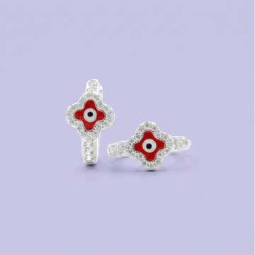 Grapa de Plata .925  Diseño de Ojo Turco  Rojo en Forma de Flor mod. 2630