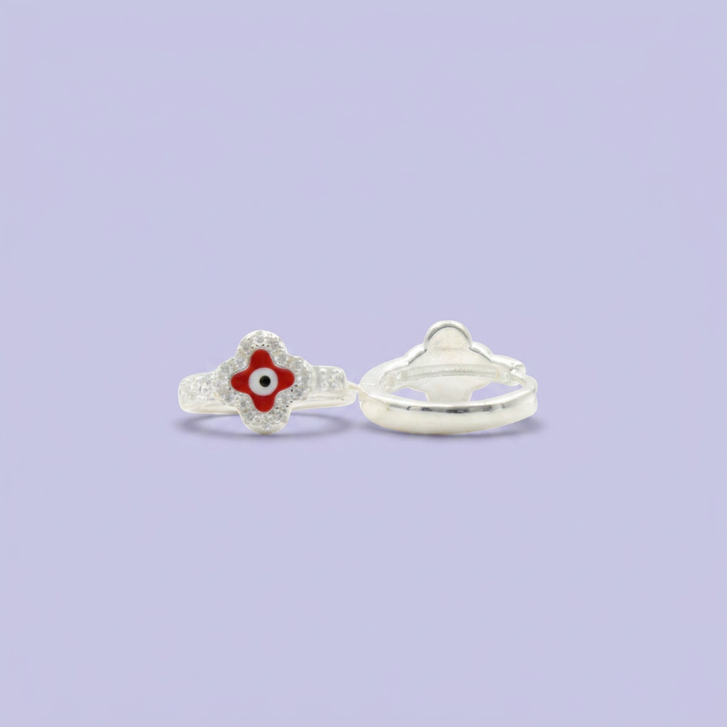 Grapa de Plata .925  Diseño de Ojo Turco  Rojo en Forma de Flor mod. 2630
