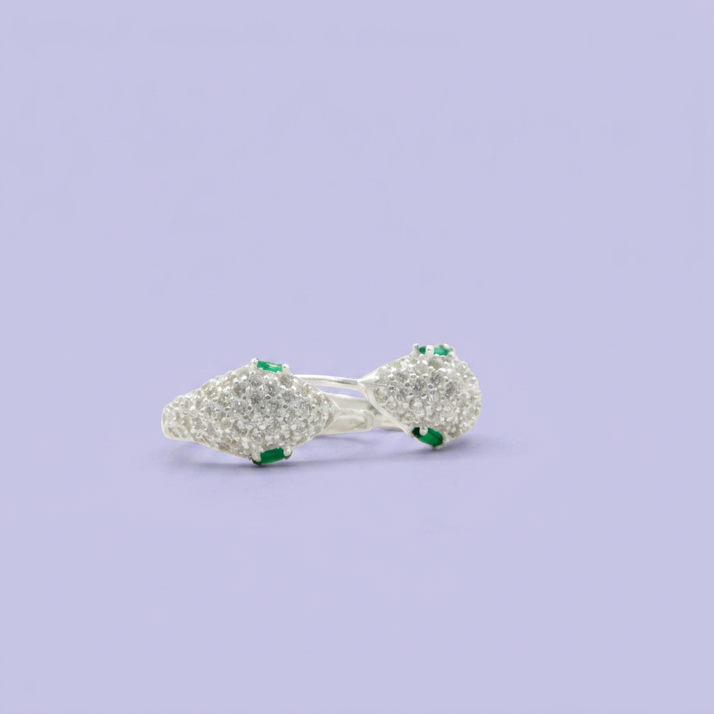 Grapa de Plata .925 Serpiente de Zirconias Ojos Verde  mod. 2631