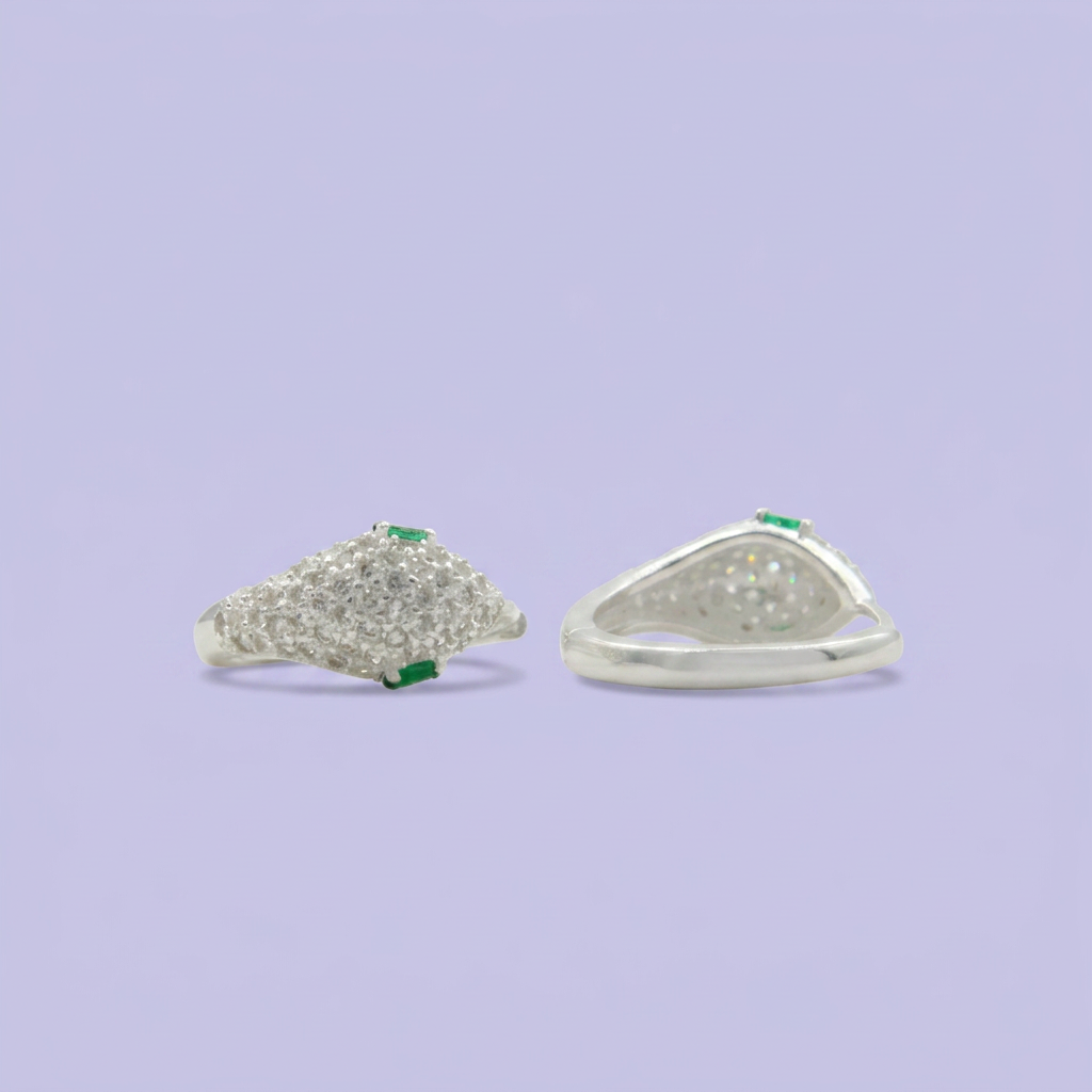Grapa de Plata .925 Serpiente de Zirconias Ojos Verde  mod. 2631