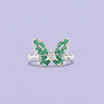 Anillo de Plata .9025 Diseño de Mariposa con Zirconia Verde mod. 2789