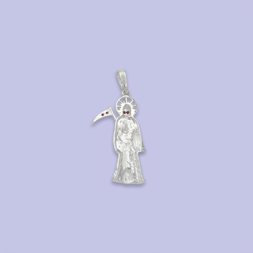 Dije de Plata .925 Santa Muerte con Guadaña Adornada mod. 2195