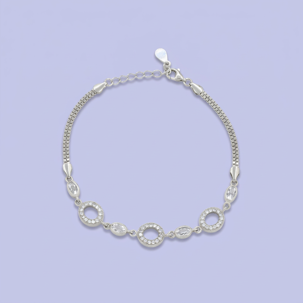 Pulsera de Plata .925 Elegantes Círculos de Zirconia mod. 2219