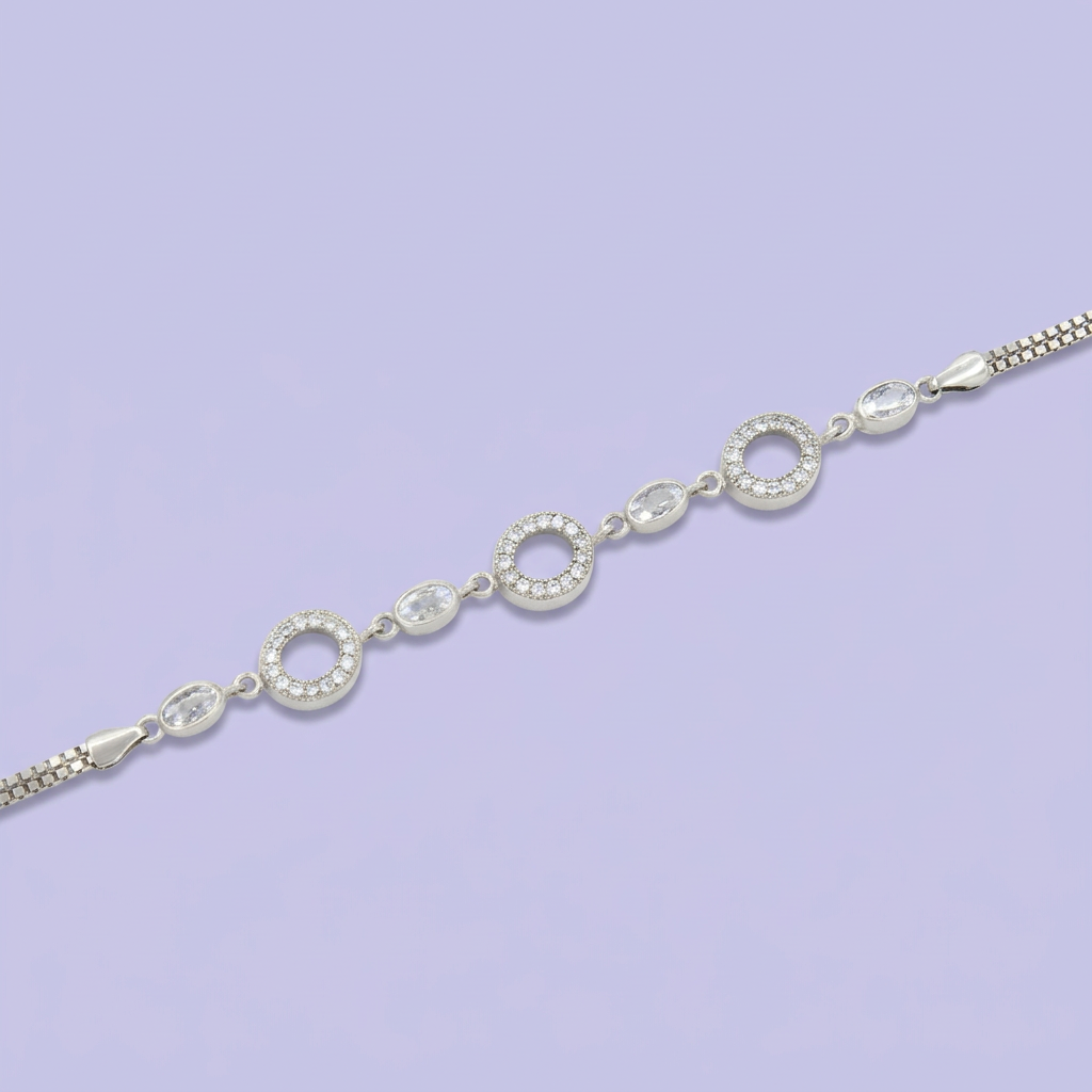 Pulsera de Plata .925 Elegantes Círculos de Zirconia mod. 2219