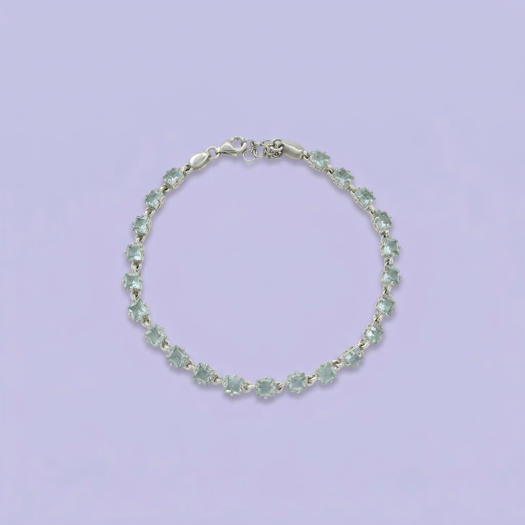 Pulsera de Plata .925 Brillantes Piedras Sultanita mod. 2216