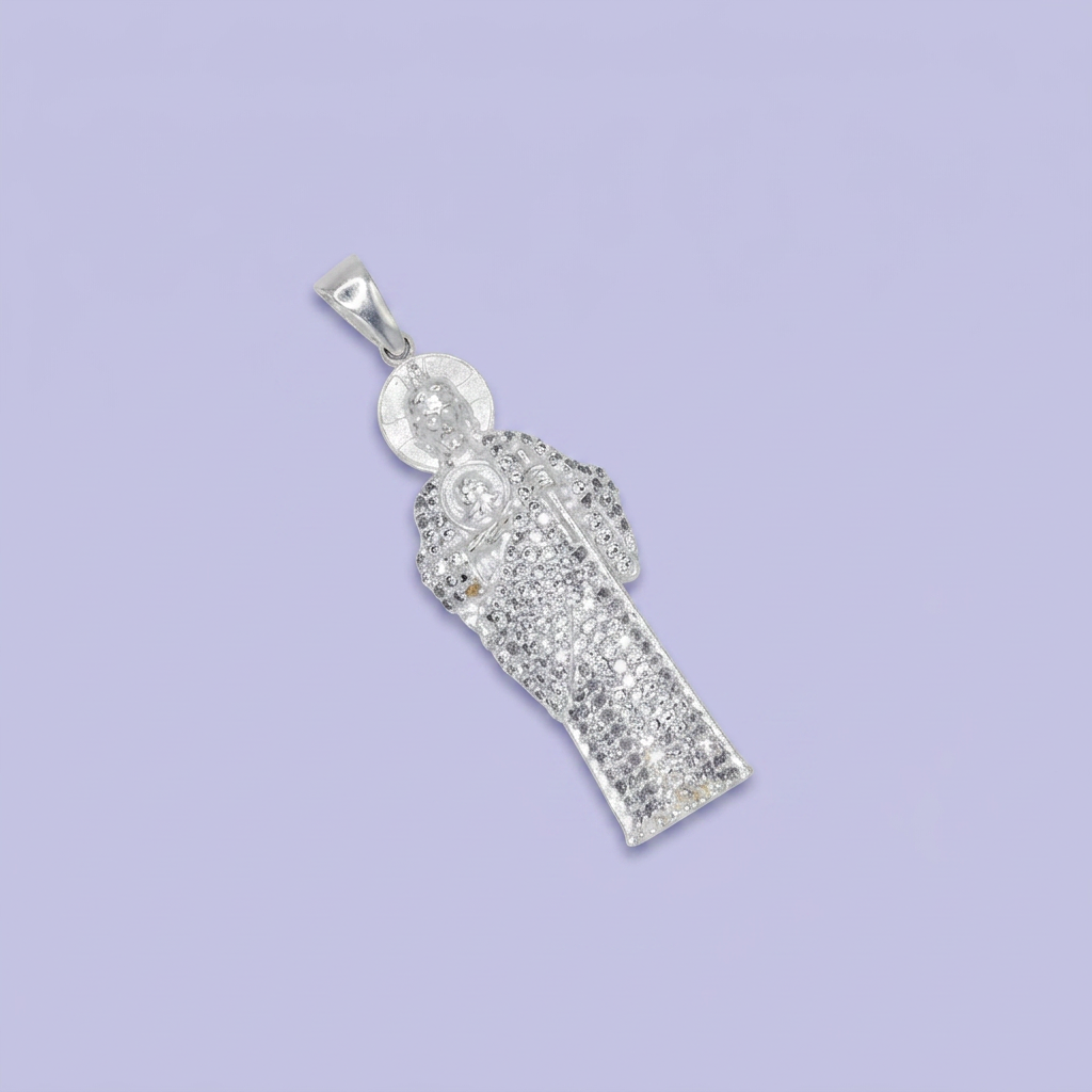 Dije Bulto de Plata .925 San Judas con Zirconias Brillantes mod. 2542