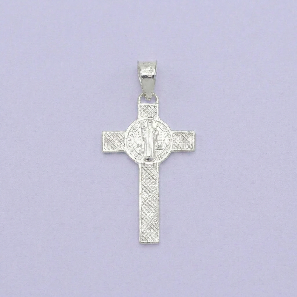 Dije de Plata .925 Crucifijo San Benito con Zirconias  mod. 2746