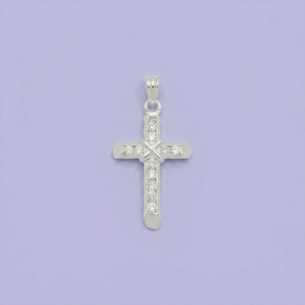 Dije de Plata .925 Cruz Nudo Fe con Zirconias mod. 2745