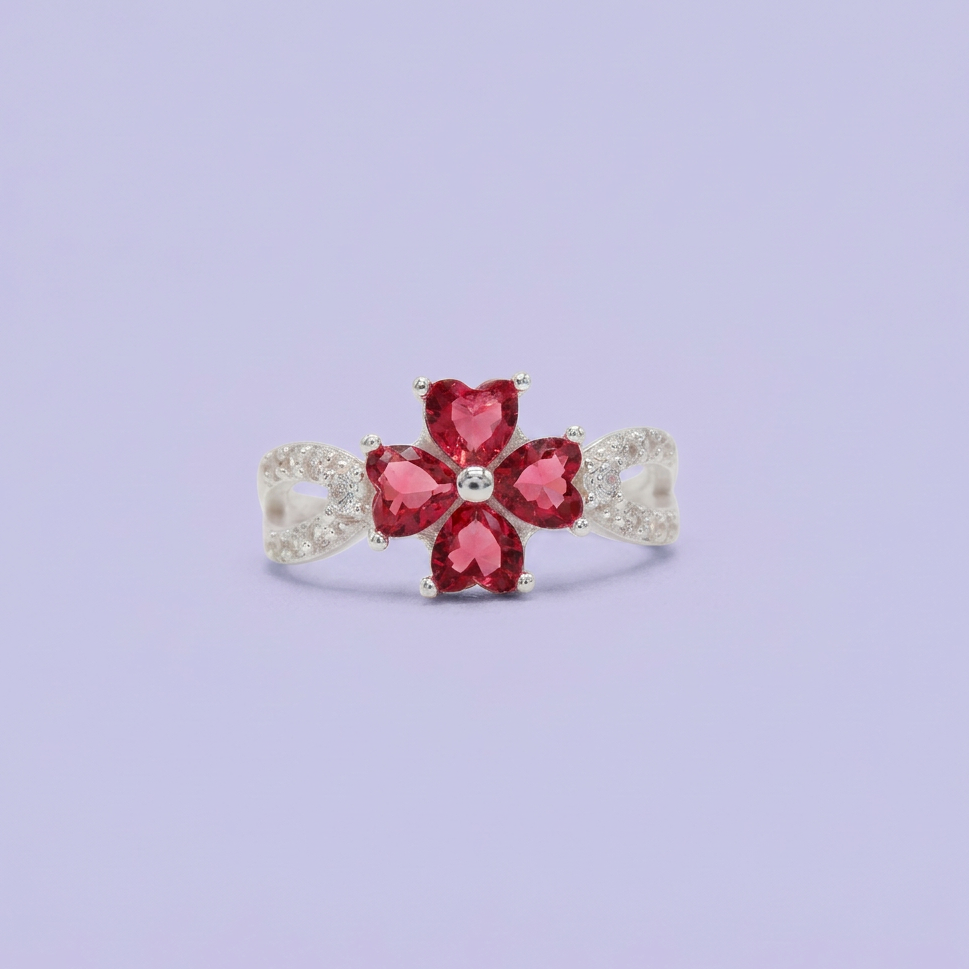 Anillo de Plata .9025 Diseño de trebol Rosa mod. 2801